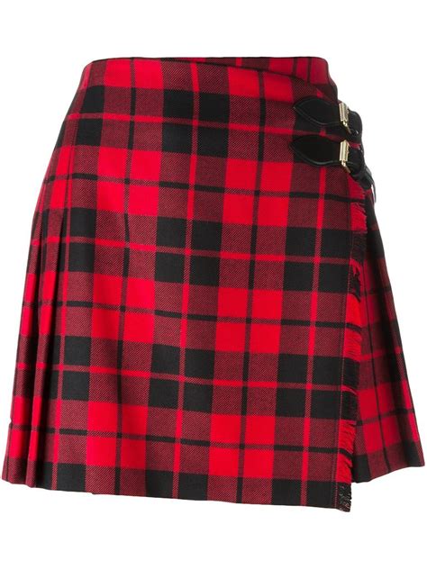 burberry red black plaid mini|Burberry runway skirts.